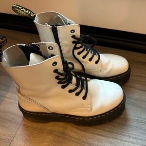 Dr. Martens White Leather Platform Boots